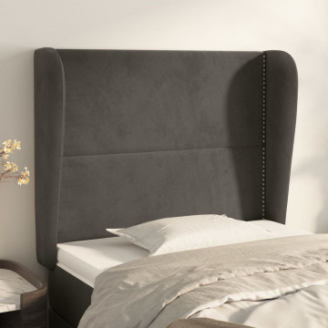 Tăblie de pat cu aripioare gri închis 103x23x118/128 cm catifea - Img 1
