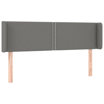 Tăblie de pat cu aripioare gri închis 147x16x78/88 cm textil - Img 2