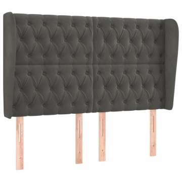 Tăblie de pat cu aripioare gri închis 147x23x118/128 cm catifea - Img 2