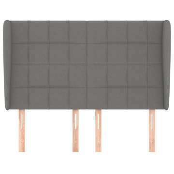 Tăblie de pat cu aripioare gri închis 147x23x118/128 cm textil - Img 3