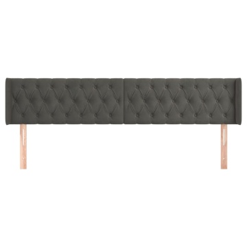 Tăblie de pat cu aripioare gri închis 183x16x78/88 cm catifea - Img 3
