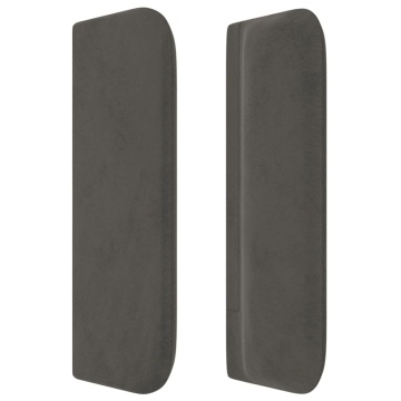 Tăblie de pat cu aripioare gri închis 183x16x78/88 cm catifea - Img 4