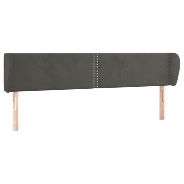 Tăblie de pat cu aripioare gri închis 183x23x78/88 cm catifea - Img 2