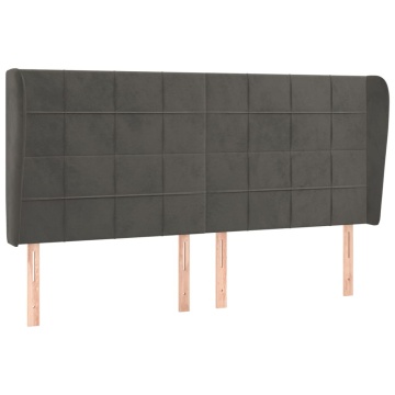 Tăblie de pat cu aripioare gri închis 203x23x118/128 cm catifea - Img 2
