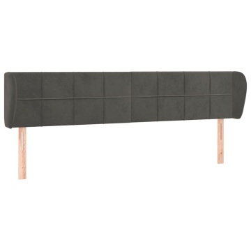 Tăblie de pat cu aripioare gri închis 203x23x78/88 cm catifea - Img 2