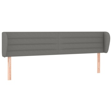Tăblie de pat cu aripioare gri închis 203x23x78/88 cm textil - Img 2