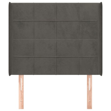 Tăblie de pat cu aripioare gri închis 83x16x118/128 cm catifea - Img 3