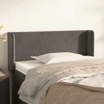 Tăblie de pat cu aripioare gri închis 83x16x78/88 cm catifea - Img 1