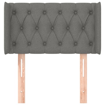 Tăblie de pat cu aripioare gri închis 83x16x78/88 cm textil - Img 3