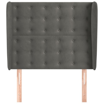Tăblie de pat cu aripioare gri închis 83x23x118/128 cm catifea - Img 3