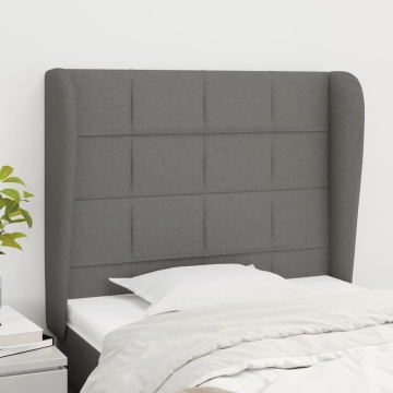 Tăblie de pat cu aripioare gri închis 83x23x118/128 cm textil - Img 1