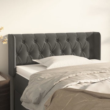Tăblie de pat cu aripioare gri închis 93x16x78/88 cm catifea - Img 1