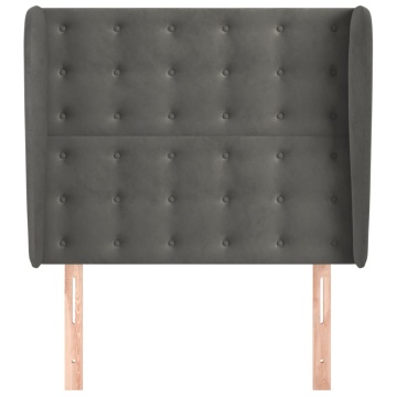Tăblie de pat cu aripioare gri închis 93x23x118/128 cm catifea - Img 3