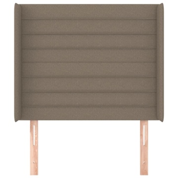 Tăblie de pat cu aripioare gri taupe 103x16x118/128 cm textil - Img 3