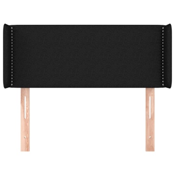 Tăblie de pat cu aripioare negru 103x16x78/88 cm textil - Img 3