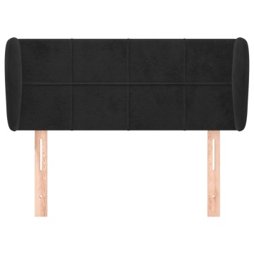 Tăblie de pat cu aripioare negru 103x23x78/88 cm catifea - Img 3