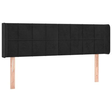 Tăblie de pat cu aripioare negru 147x16x78/88 cm catifea - Img 2
