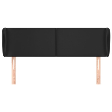 Tăblie de pat cu aripioare negru 147x23x78/88cm piele ecologică - Img 3