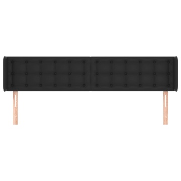 Tăblie de pat cu aripioare negru 163x16x78/88cm piele ecologică - Img 3