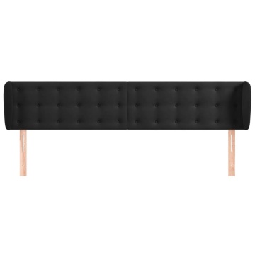 Tăblie de pat cu aripioare negru 163x23x78/88 cm catifea - Img 3