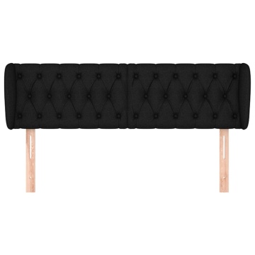 Tăblie de pat cu aripioare negru 163x23x78/88 cm textil - Img 3