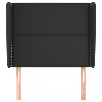 Tăblie de pat cu aripioare, negru, 83x23x118/128 cm, piele eco - Img 3