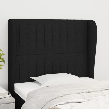 Tăblie de pat cu aripioare, negru, 93x23x118/128 cm, textil - Img 1