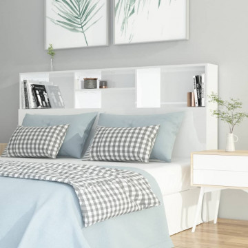 Tăblie de pat cu dulap, alb extralucios, 160x19x103,5 cm - Img 1