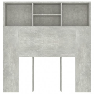 Tăblie de pat cu dulap, gri beton, 100x19x103,5 cm - Img 4
