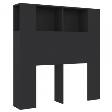 Tăblie de pat cu dulap, negru, 100x18,5x104,5 cm - Img 2