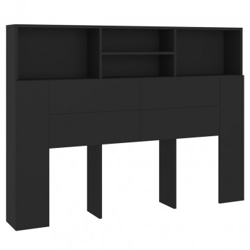 Tăblie de pat cu dulap, negru, 140x19x103,5 cm - Img 2