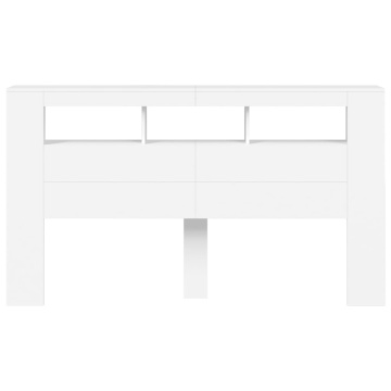 Tăblie de pat cu LED, alb, 180x18,5x103,5 cm, lemn - Img 5
