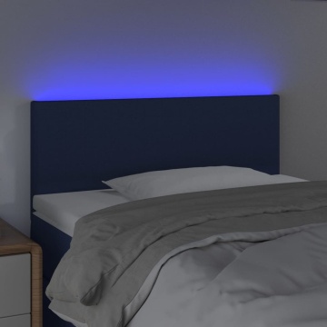 Tăblie de pat cu LED, albastru, 100x5x78/88 cm, textil - Img 3