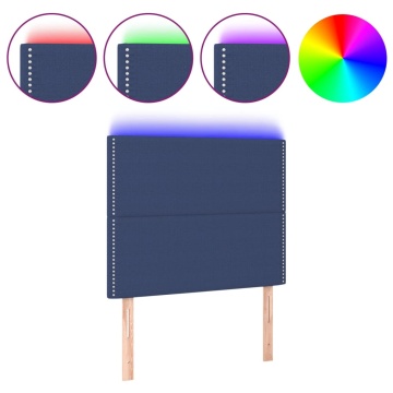 Tăblie de pat cu LED, albastru, 90x5x118/128 cm, textil - Img 2