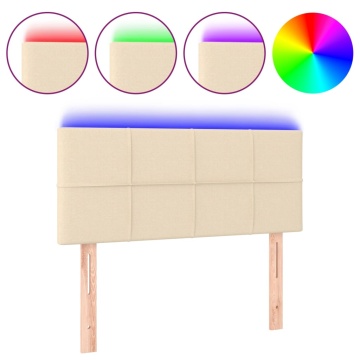 Tăblie de pat cu LED, crem, 100x5x78/88 cm, textil - Img 2