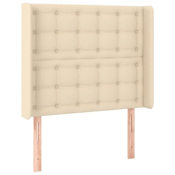 Tăblie de pat cu LED, crem, 103x16x118/128 cm, textil - Img 3