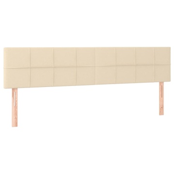 Tăblie de pat cu LED, crem, 160x5x78/88 cm, textil - Img 4