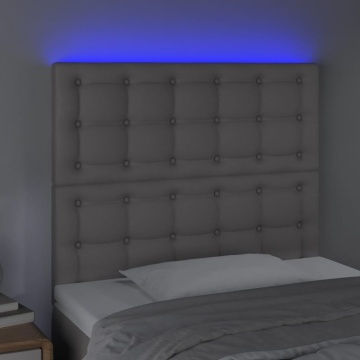 Tăblie de pat cu LED, gri, 90x5x118/128 cm, piele ecologică - Img 3
