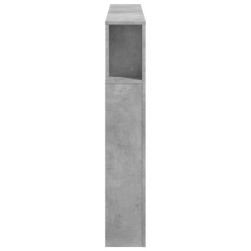 Tăblie de pat cu LED, gri beton, 140x18,5x103,5 cm, lemn - Img 6