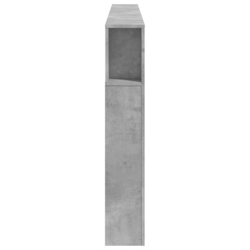 Tăblie de pat cu LED, gri beton, 220x18,5x103,5 cm, lemn - Img 6