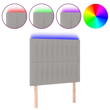 Tăblie de pat cu LED, gri deschis, 100x5x118/128 cm, textil - Img 2