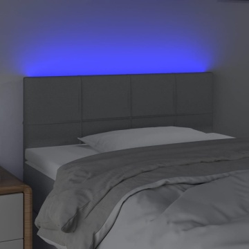 Tăblie de pat cu LED, gri deschis, 100x5x78/88 cm, textil - Img 3