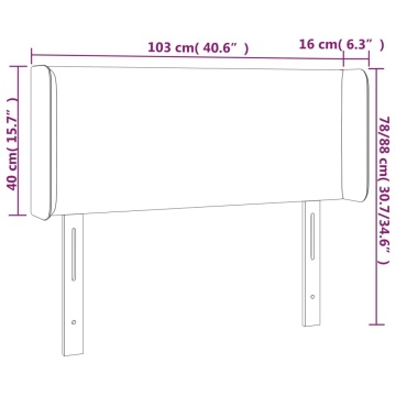 Tăblie de pat cu LED, gri deschis, 103x16x78/88 cm, catifea - Img 5