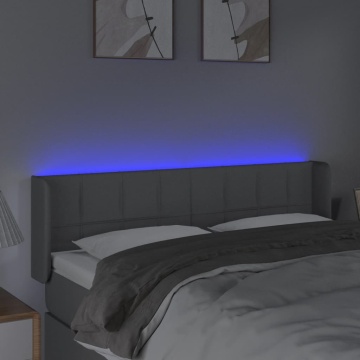 Tăblie de pat cu LED, gri deschis, 147x16x78/88 cm, textil - Img 4