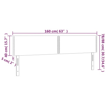 Tăblie de pat cu LED, gri deschis, 160x5x78/88 cm, catifea - Img 5