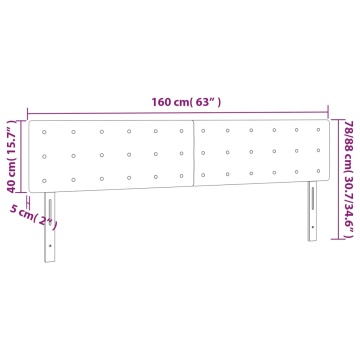 Tăblie de pat cu LED, gri deschis, 160x5x78/88 cm, catifea - Img 5