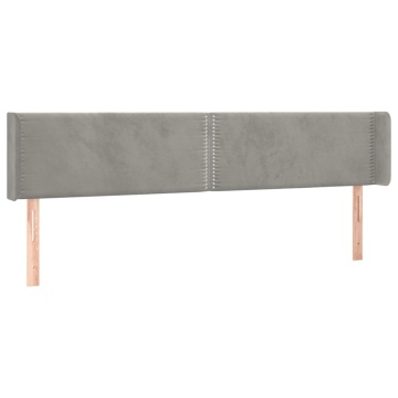 Tăblie de pat cu LED, gri deschis, 183x16x78/88 cm, catifea - Img 3