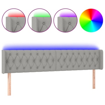 Tăblie de pat cu LED, gri deschis, 183x16x78/88 cm, textil - Img 2