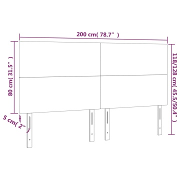 Tăblie de pat cu LED, gri deschis, 200x5x118/128 cm, textil - Img 5