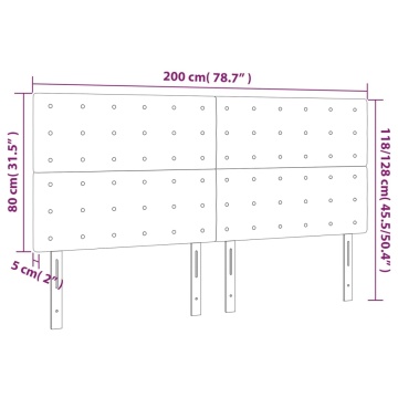 Tăblie de pat cu LED, gri deschis, 200x5x118/128 cm, textil - Img 5